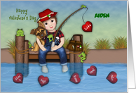 Valentine for a Boy Customize with Any Name Little Boy Fishing card