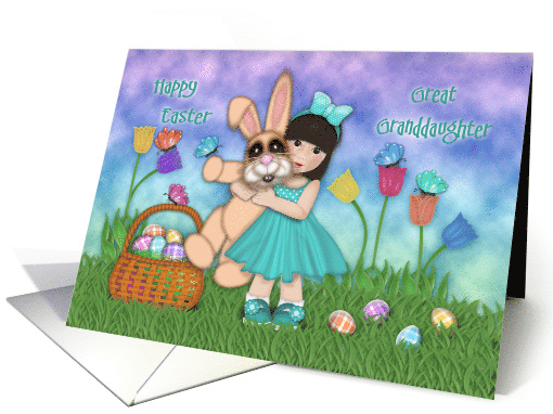 Asian Great Granddaughter Easter Little Girl Holding a Huge Bunny card