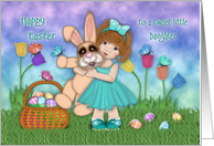 For A Young Daughter Easter Little Girl Holding a Huge Bunny card