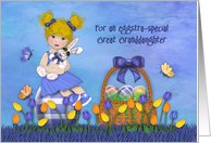 Easter For Great Granddaughter Blonde Girl Sitting Egg Holding Bunny card