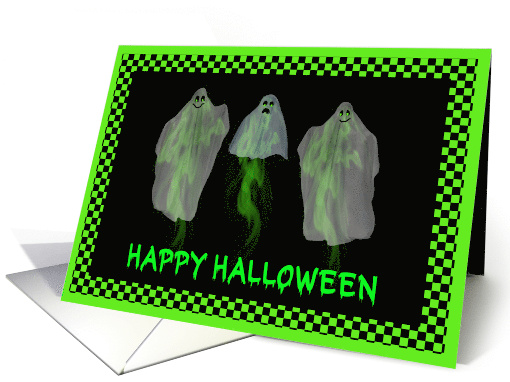 Halloween Ghostly Trio Costumed in Sheets card (1730730)