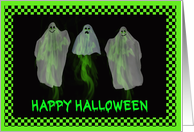 Halloween Ghostly Trio Costumed in Sheets card