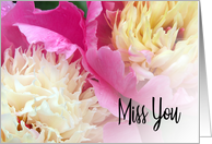 Miss You Blank Inside Two Peonies in Pink and Cream card