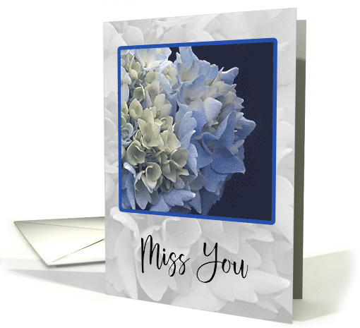 Blue and Cream Hydrangeas in Wistful Tones Miss You card (1562022)