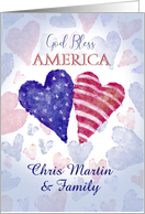 Love Nation Fourth of July God Bless America Custom Front Name card
