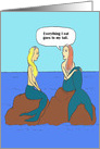 Funny Friendship Card Between Mermaids, One Worried About Her Weight card