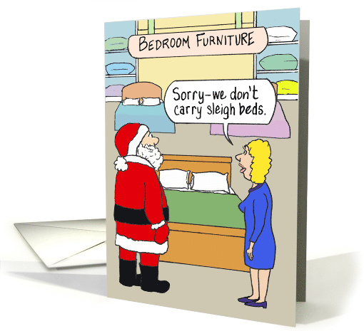 Funny Christmas Cartoon Santa's Sleigh Bed card (1566946)