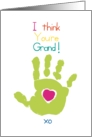 Heart in Hand I Think You are Grand XO for Grandparent card