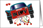 License Plate for Lover from the State of Bliss in a Classic Love Car card