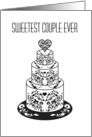 The Sweetest Couple Ever Damask Heart Cake Wedding Congratulations card