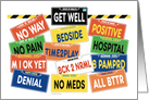 Illness Humor License Plates Get Well Healthy Wishes card