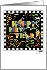 Happy New Year Contemporary Colorful Alphabet Celebration card