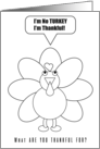 I’m No Turkey I Give Thanks Thanksgiving Coloring Book Activity Card