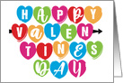 Happy Valentine’s Day in Candy Hearts Rainbow Colors & Loves Arrow card