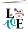 Cinco De Mayo Love Word Adorable Skull and Flowers Theme card
