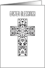 Damask Easter Holy Cross Christian Holiday Love Hearts & Flowers card