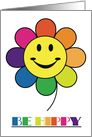 Be Hippy Happy Day Retro Flower Power Theme Blank card