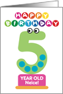 Fifth Birthday Number Monsters Happy Birthday 5 Year Old Neice card