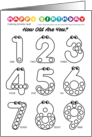 Age Birthday Number Monsters How Old Are You Coloring Card All 1 to 9 card