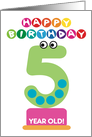 Fifth Birthday Number Monsters Happy 5 Birthday Cartoon Characters card