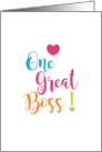 One Great Boss Professional Employee Appreciation Admiration card