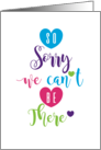 So Sorry We Cannot Be There For Your Special Occasion Social Distance card