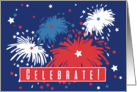 USA Red, White and Blue Celebration Fireworks Patriotic Blank card