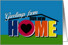 Greeting from Our New Home Colorful Cute New Residence Blank card