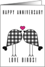 Heart to Heart Love Birds Sweet Cute Anniversary Congratulations card