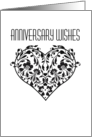 Damask Love Heart Anniversary Wishes card