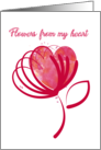Flowers From My Heart Thoughtful Sentimental Poetic Pretty Pink Love card