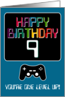 Happy Birthday Computer Techie Gamer Age Nine 9 Year Old Game Master card