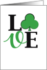 Love Word St Patrick’s Day Flair With Irish Shamrock Typography card