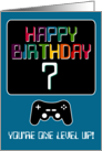 Happy Birthday Computer Techie Gamer Age Seven Year Old Game Master card