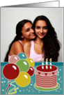 Birthday Cake Candles Balloons Cute Colorful Celebration Photo card