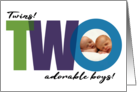 TWINS Photo Two Adorable Baby Boys Birth Announcement For New Parents card