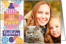 Birthday Cake Candles Balloons Celebration Photo card