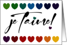 Je T’aime French Language Loving Message for Love One Colorful Hearts card