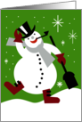 Dancing Snowman Happy Winter Sparkling Retro Theme card