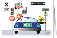 New Car Humor Road Signs Congratulations card