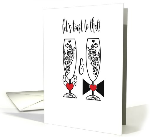 Let's Toast To That Wedding Glasses Mr & Mrs Congratulations card