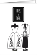 Mrs & Mrs Gay Wedding Couple Mannequins Congratulations card