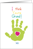 Heart in Hand I Think You are Grand XO for Grandparent card