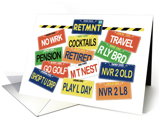 Retirement License Plates Retired Humor for Retiree card (1578032)