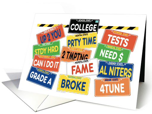 College License Plates University Life Humor card (1578038)