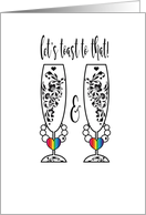 Let’s Toast To That Gay Wedding Glasses Mrs & Mrs Invitation card