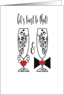 Let’s Toast to That Wedding Event Couple Glasses Mr & Mrs Invitation card