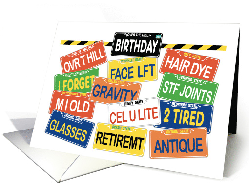Over the Hill Birthday Plates Old Age Humor Contemporary Greeting card