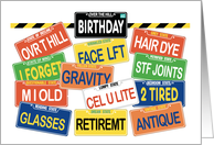 Over the Hill Birthday Plates Old Age Humor Contemporary Greeting card