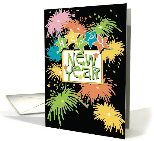 Happy New Year Fireworks and Stars Party Blast Invitation card